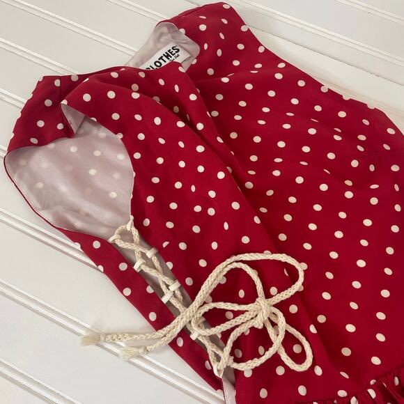 Clothes By American Two Shot Red Polka Dot Lace Up Side Cut Out Dress Size S - Picture 6 of 8